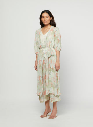 Meadow-Pink Summer Duster With Pants-INDIASPOPUP.COM