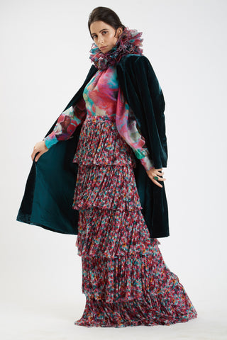 Nidhi Yasha-Multicolor Satin Skirt Set-INDIASPOPUP.COM