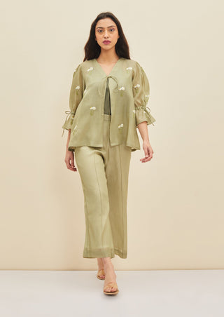 Meadow-Olive Teri Co-Ord Set-INDIASPOPUP.COM