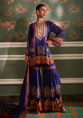 Kalista-Sahiba Midnight Blue Gharara Set-INDIASPOPUP.COM