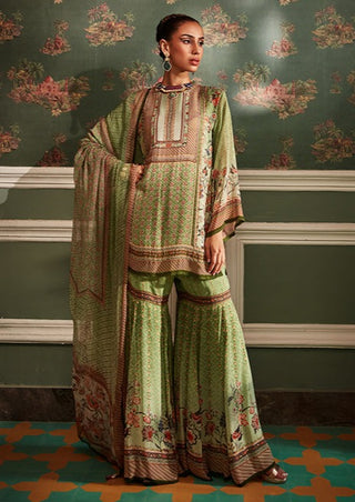 Kalista-Asmaa Olive Green Gharara Set-INDIASPOPUP.COM