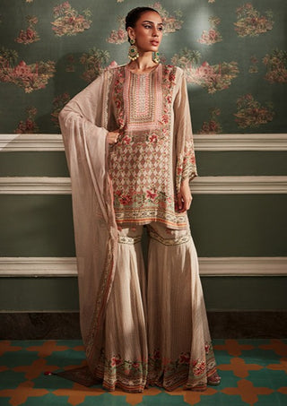 Kalista-Akilah Beige Gharara Set-INDIASPOPUP.COM