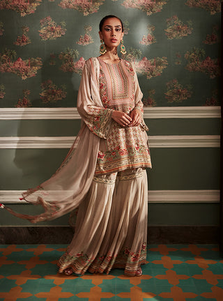 Kalista-Akilah Beige Gharara Set-INDIASPOPUP.COM