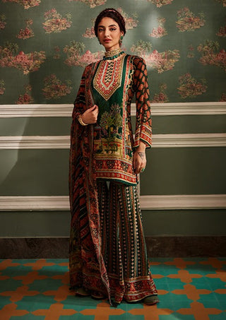 Kalista-Siah Bottle Green Gharara Set-INDIASPOPUP.COM