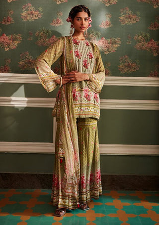 Kalista-Ivah Olive Green Gharara Set-INDIASPOPUP.COM