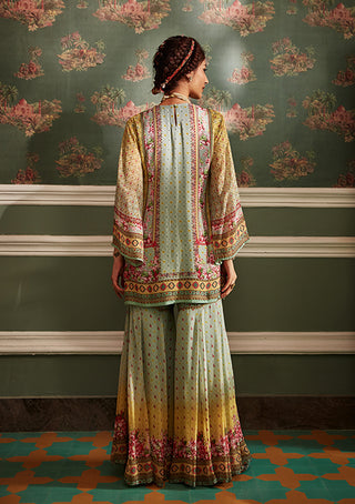 Kalista-Zareen Aqua Yellow Gharara Set-INDIASPOPUP.COM