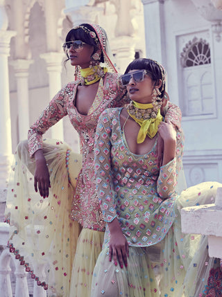 Tamanna Punjabi Kapoor-Green Embellished Sharara Set-INDIASPOPUP.COM