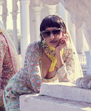 Tamanna Punjabi Kapoor-Green Embellished Sharara Set-INDIASPOPUP.COM