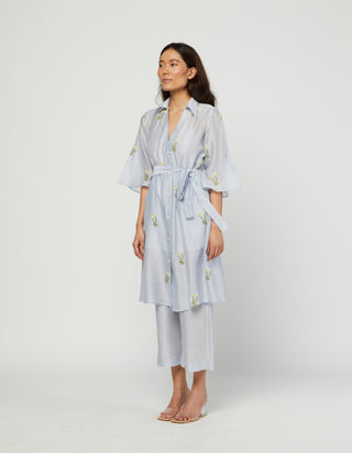 Meadow-Blue Embroidered Tunic Set-INDIASPOPUP.COM