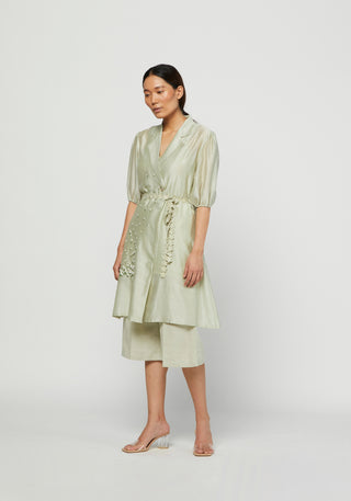 Meadow-Green Embroidered Tunic Set-INDIASPOPUP.COM