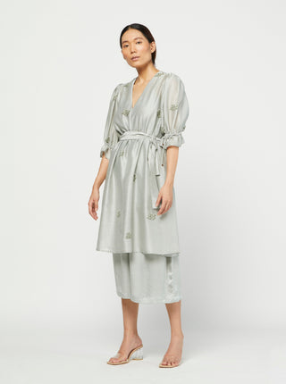 Meadow-Sage Embroidered Tunic Set-INDIASPOPUP.COM