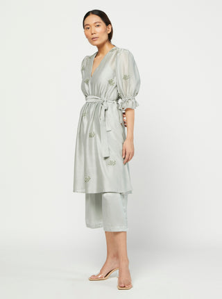 Meadow-Sage Embroidered Tunic Set-INDIASPOPUP.COM