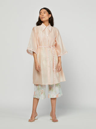 Meadow-Peach Lace Tunic Set-INDIASPOPUP.COM