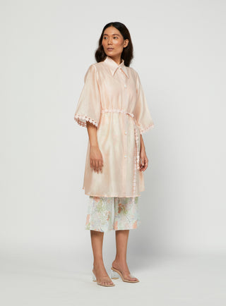 Meadow-Peach Lace Tunic Set-INDIASPOPUP.COM