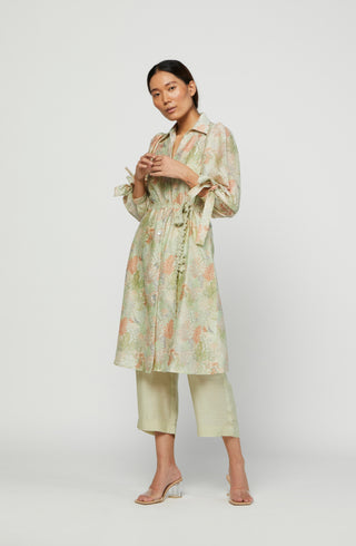 Meadow-Green Moss Lace Tunic Set-INDIASPOPUP.COM