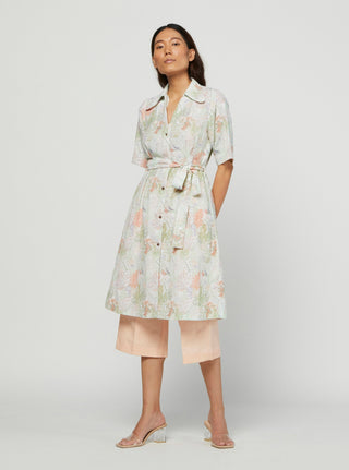 Meadow-Blue & Peach Linen Tunic Set-INDIASPOPUP.COM