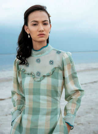 The Loom Art-Mint Green Translucid Dress-INDIASPOPUP.COM