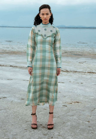 The Loom Art-Mint Green Translucid Dress-INDIASPOPUP.COM