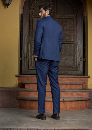 Nitika Gujral Men-Navy Blue Embroidered Jodhpuri Suit-INDIASPOPUP.COM