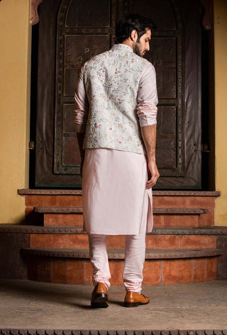 Nitika Gujral Men-Cream Embroidered Bundi Kurta Set-INDIASPOPUP.COM
