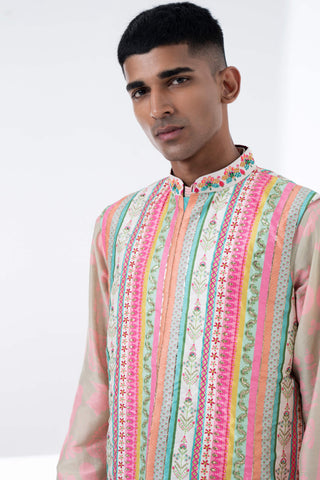Siddhartha Bansal-Lavender Pink Printed Kurta Set-INDIASPOPUP.COM