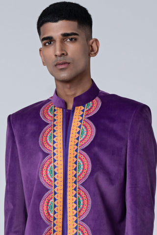 Siddhartha Bansal-Purple Sherwani With Churidaar-INDIASPOPUP.COM