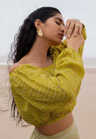 Ease-Green Embroidered Top And Palazzo-INDIASPOPUP.COM