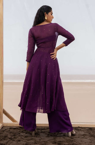 Ease-Purple Embroidered Angrakha Set-INDIASPOPUP.COM