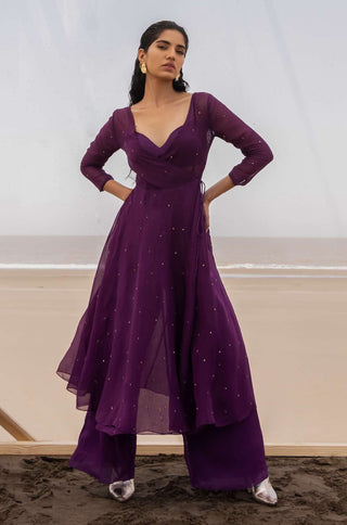 Ease-Purple Embroidered Angrakha Set-INDIASPOPUP.COM