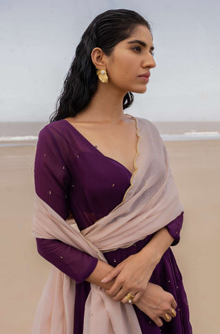 Ease-Purple Embroidered Angrakha Set-INDIASPOPUP.COM