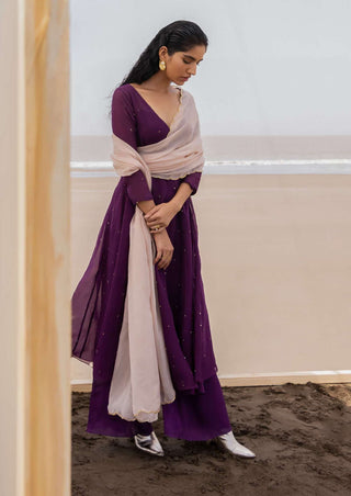 Ease-Purple Embroidered Angrakha Set-INDIASPOPUP.COM