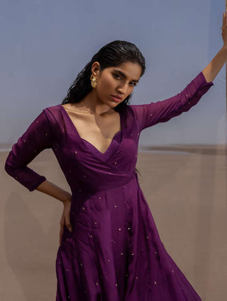 Ease-Purple Embroidered Angrakha Set-INDIASPOPUP.COM