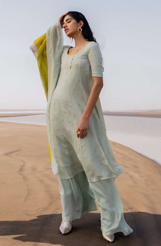 Ease-Mint Blue Embroidered Kurta Set-INDIASPOPUP.COM