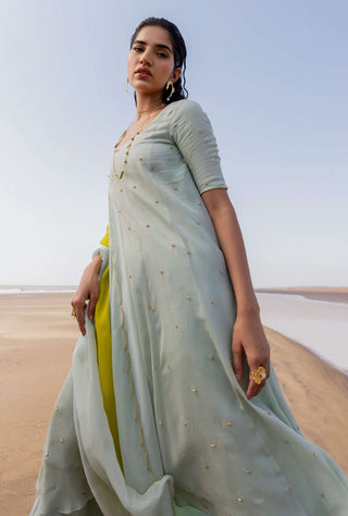 Ease-Mint Blue Embroidered Kurta Set-INDIASPOPUP.COM