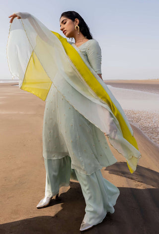 Ease-Mint Blue Embroidered Kurta Set-INDIASPOPUP.COM