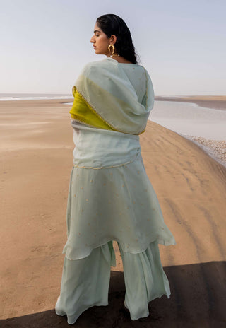 Ease-Mint Blue Embroidered Kurta Set-INDIASPOPUP.COM