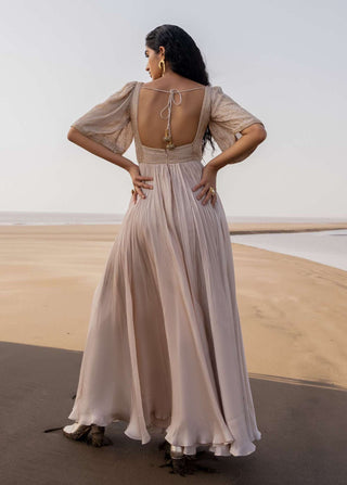 Ease-Ivory Line Embroidered Anarkali With Dupatta-INDIASPOPUP.COM