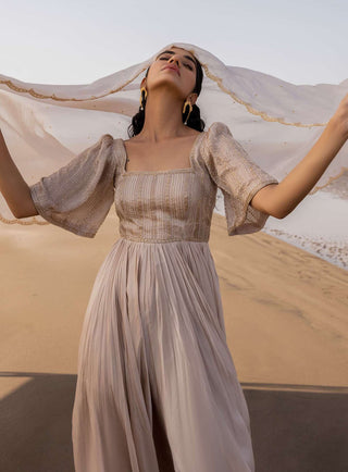 Ease-Ivory Line Embroidered Anarkali With Dupatta-INDIASPOPUP.COM