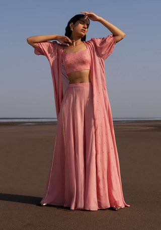 Ease-Mauve Embroidered Sharara With Blouse And Jacket-INDIASPOPUP.COM