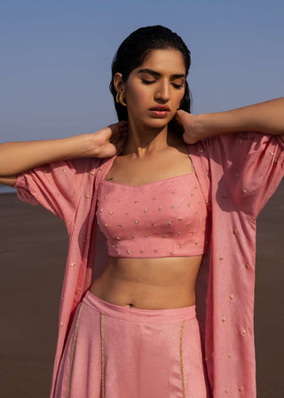 Ease-Mauve Embroidered Sharara With Blouse And Jacket-INDIASPOPUP.COM