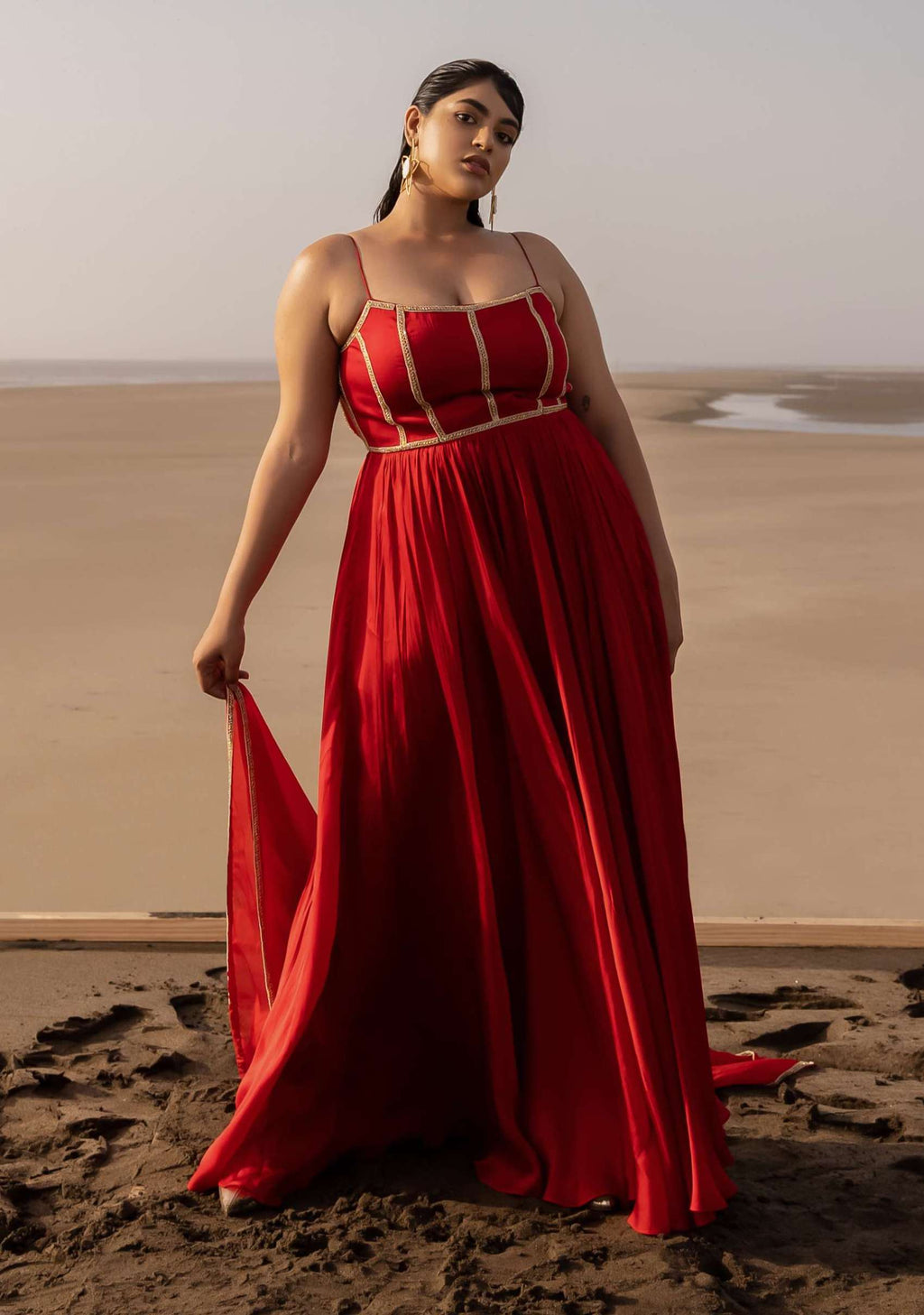 Ease | Red Backless Anarkali with Dupatta | INDIASPOPUP.COM L Ease | Red Backless Anarkali with Dupatta | INDIASPOPUP.COM L