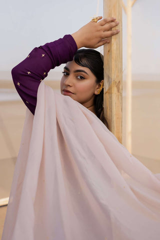 Ease-Purple Embroidered Anarkali With Dupatta-INDIASPOPUP.COM