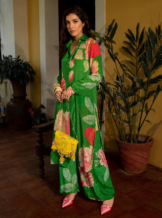Paulmi & Harsh-Green Spring Blooming Floral Kurta With Pants-INDIASPOPUP.COM