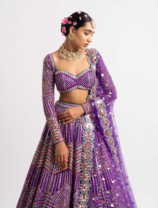 Vvani By Vani Vats-Purple Heavy Multi Color Lehenga Set-INDIASPOPUP.COM