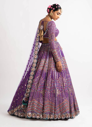 Vvani By Vani Vats-Purple Heavy Multi Color Lehenga Set-INDIASPOPUP.COM