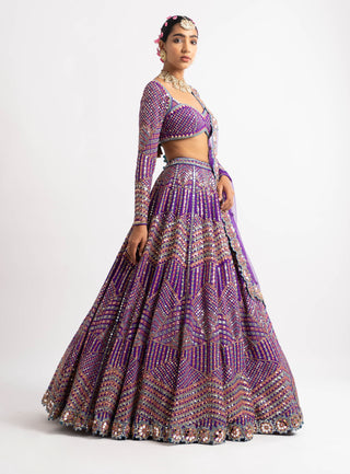 Vvani By Vani Vats-Purple Heavy Multi Color Lehenga Set-INDIASPOPUP.COM