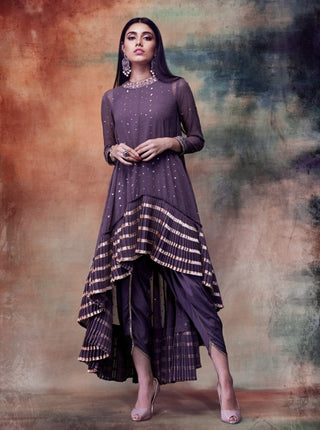 Vvani By Vani Vats-Charcoal Grey Kurta With Dhoti Pants-INDIASPOPUP.COM