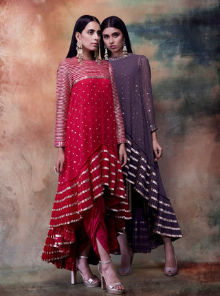Vvani By Vani Vats-Charcoal Grey Kurta With Dhoti Pants-INDIASPOPUP.COM