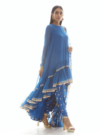 Vvani By Vani Vats-Peacock Blue Kurta Dhoti Set-INDIASPOPUP.COM