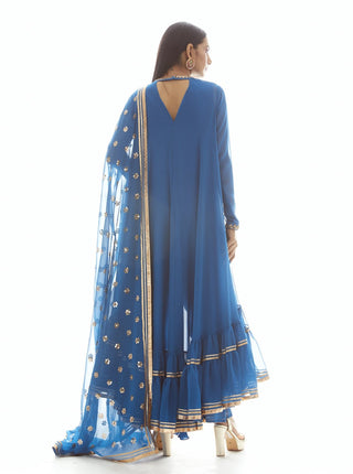 Vvani By Vani Vats-Peacock Blue Kurta Dhoti Set-INDIASPOPUP.COM